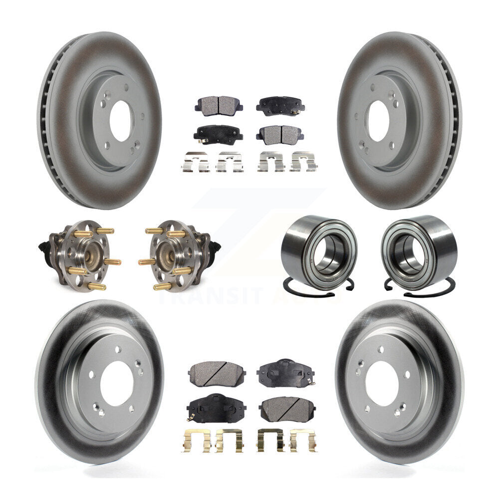 Kit de rotors et plaquettes de frein à disque revêtus de roulement de moyeu avant et arrière (10 pièces) pour Kia Soul E