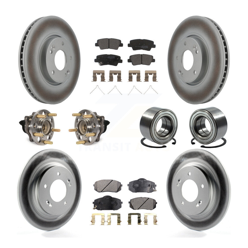 Kit de rotors et plaquettes de frein à disque revêtus de roulement de moyeu avant et arrière (10 pièces) pour Kia Soul E