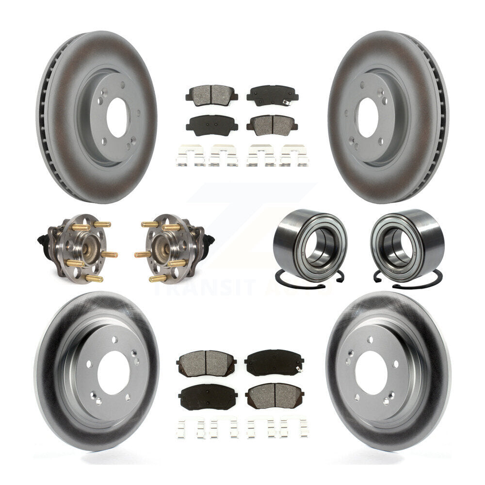 Kit de rotors et plaquettes de frein à disque revêtus de roulement de moyeu avant et arrière (10 pièces) pour Kia Soul E