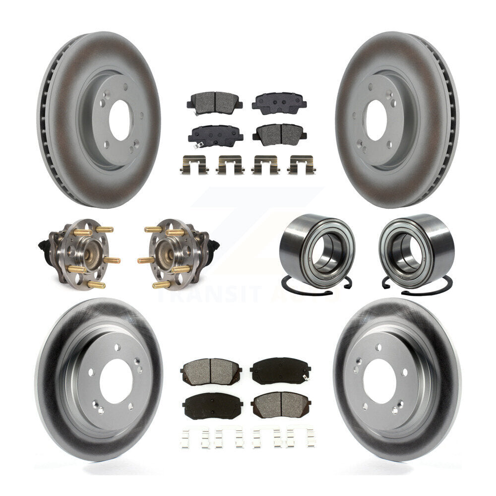 Kit de rotors et plaquettes de frein à disque revêtus de roulement de moyeu avant et arrière (10 pièces) pour Kia Soul E