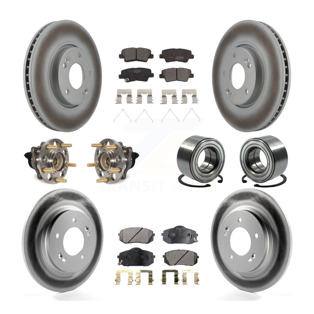 Kit de rotors et plaquettes de frein à disque revêtus de roulement de moyeu avant et arrière (10 pièces) pour Kia Soul E