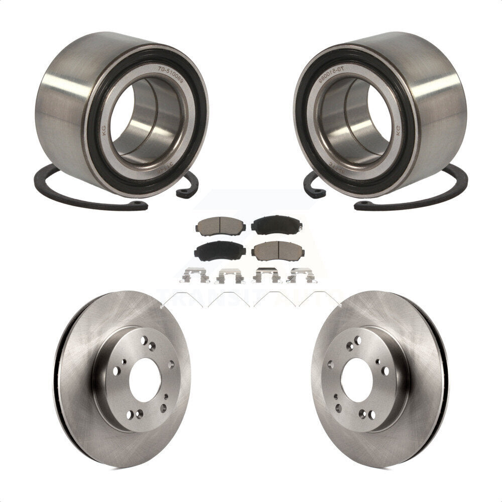 Kit de rotors de frein à disque et de plaquettes en céramique, roulement de roue avant, pour Honda Civic