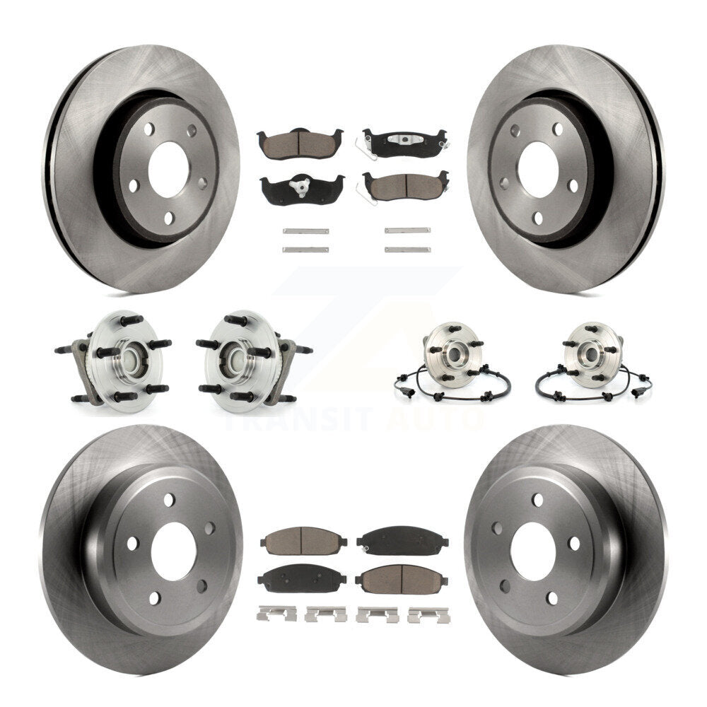 Kit de rotor et de plaquettes de frein à disque, roulement de moyeu avant et arrière (10 pièces) pour Jeep Grand Cheroke