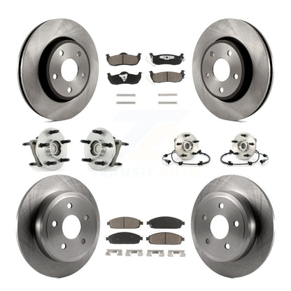 Kit de rotor et de plaquettes de frein à disque, roulement de moyeu avant et arrière (10 pièces) pour Jeep Grand Cheroke
