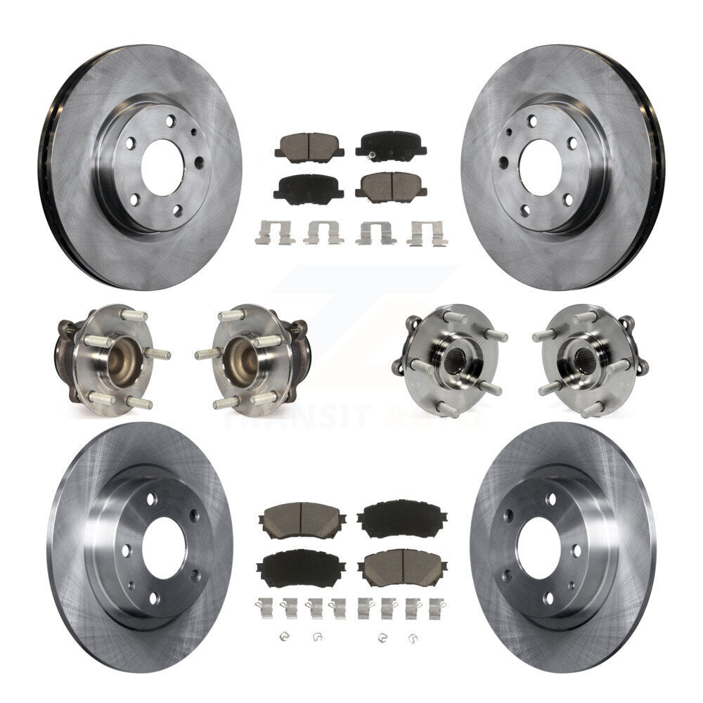 Kit de rotors de frein à disque et de plaquettes en céramique, roulement de moyeu avant et arrière (10 pièces) pour Mazda