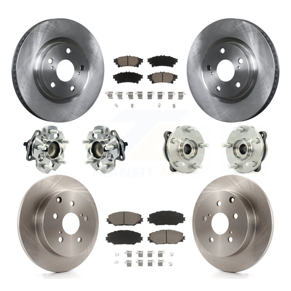 Kit de rotor et de plaquettes de frein avec roulement de moyeu avant et arrière (10 pièces) pour Toyota Mira 2016 – 2020