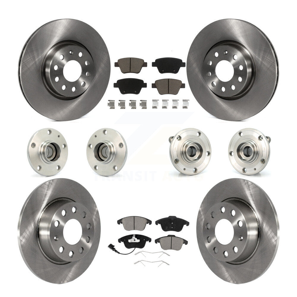 Kit de rotors et plaquettes de frein avec roulement de moyeu avant et arrière (10 pièces) pour Volkswagen Passa 12-14