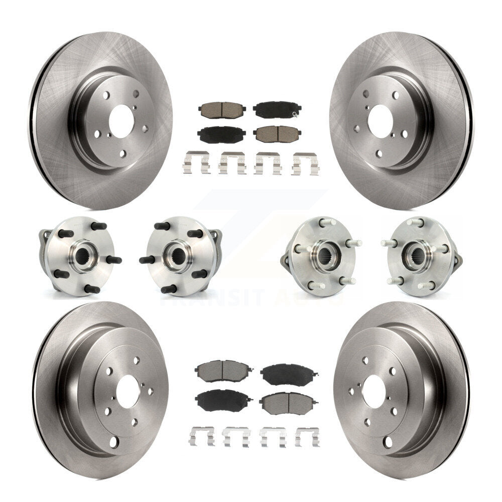 Kit de rotor et de plaquettes de frein avec roulement de moyeu avant et arrière (10 pièces) pour Subaru Tribec 2008-2014