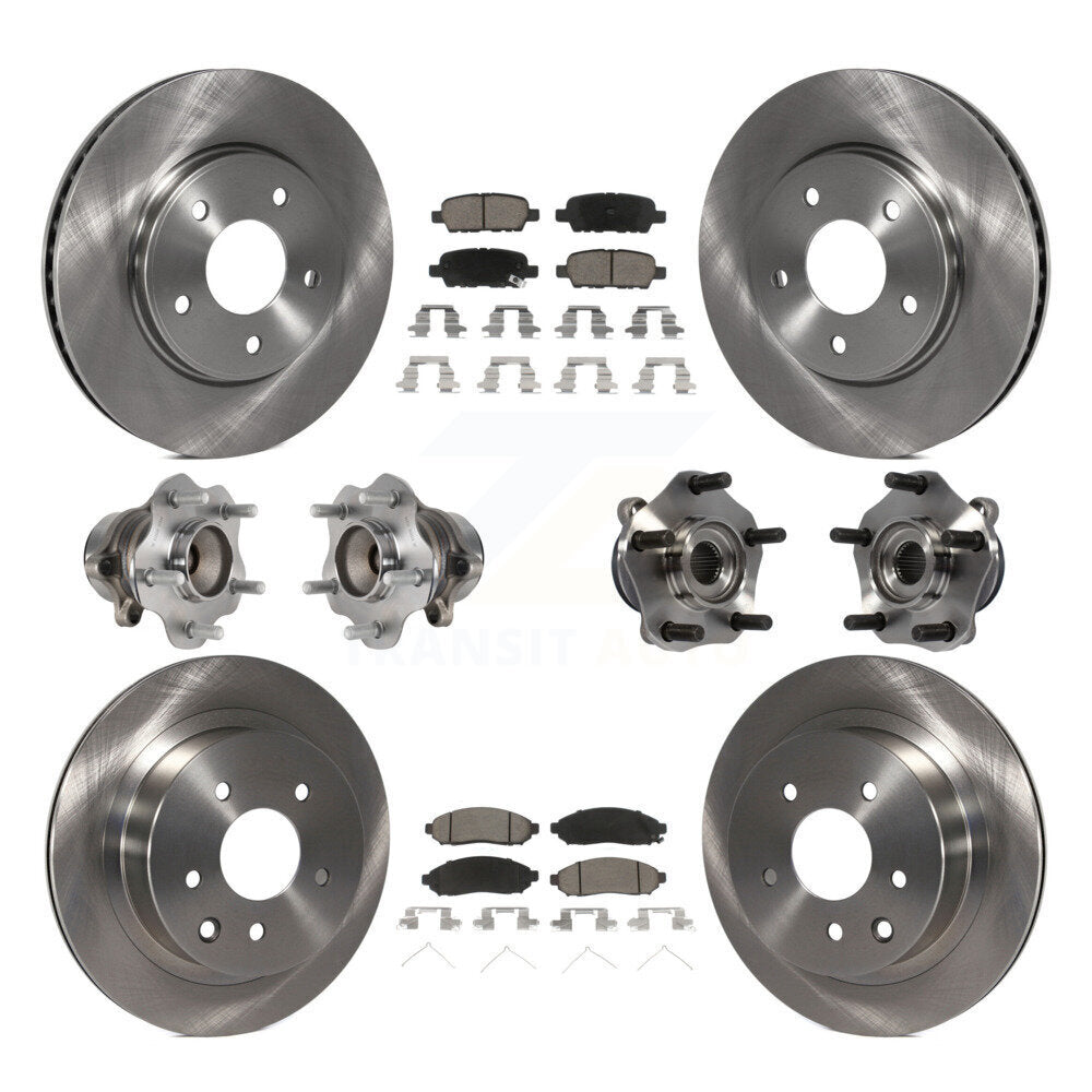 Kit de rotors et plaquettes de frein à disque, roulements de moyeu avant et arrière (10 pièces) pour Nissan LEAF