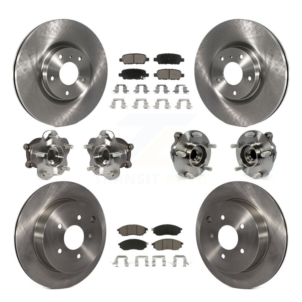 Kit de rotor et plaquettes de frein avec roulement de moyeu avant et arrière (10 pièces) pour INFINITI QX70 RW 15-17