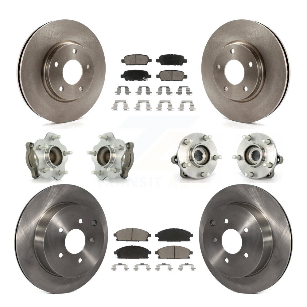 Kit de rotor et de plaquettes de frein avec roulement de moyeu avant et arrière (10 pièces) pour Nissan Ques 2004 – 2009