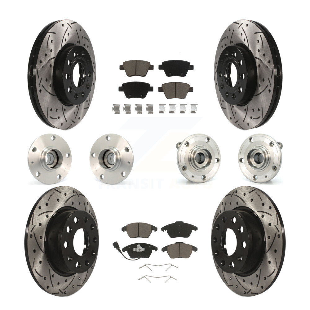 Kit de rotor et de plaquettes de frein revêtus de roulement de moyeu avant et arrière (10 pièces) pour Volkswagen Beetl