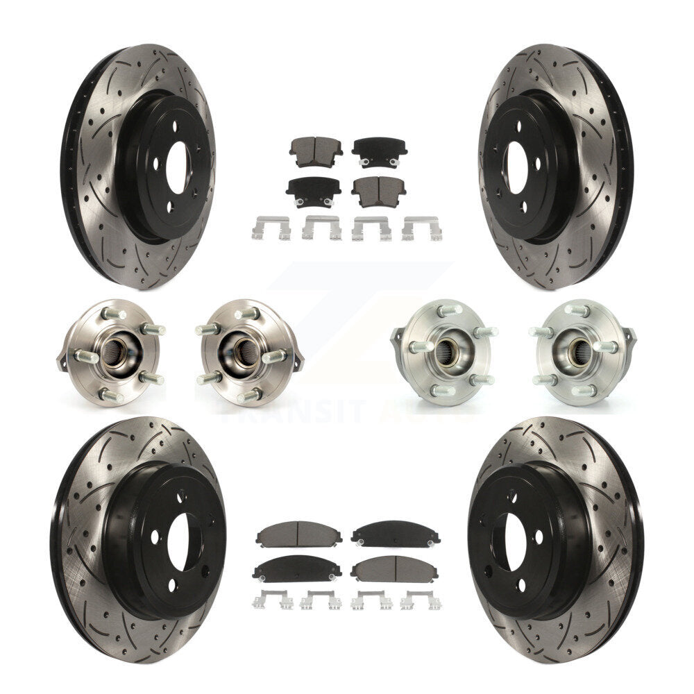 Kit de plaquettes de rotor de frein enduites de roulement de moyeu avant et arrière (10 pièces) pour Chrysler 300 Dodge