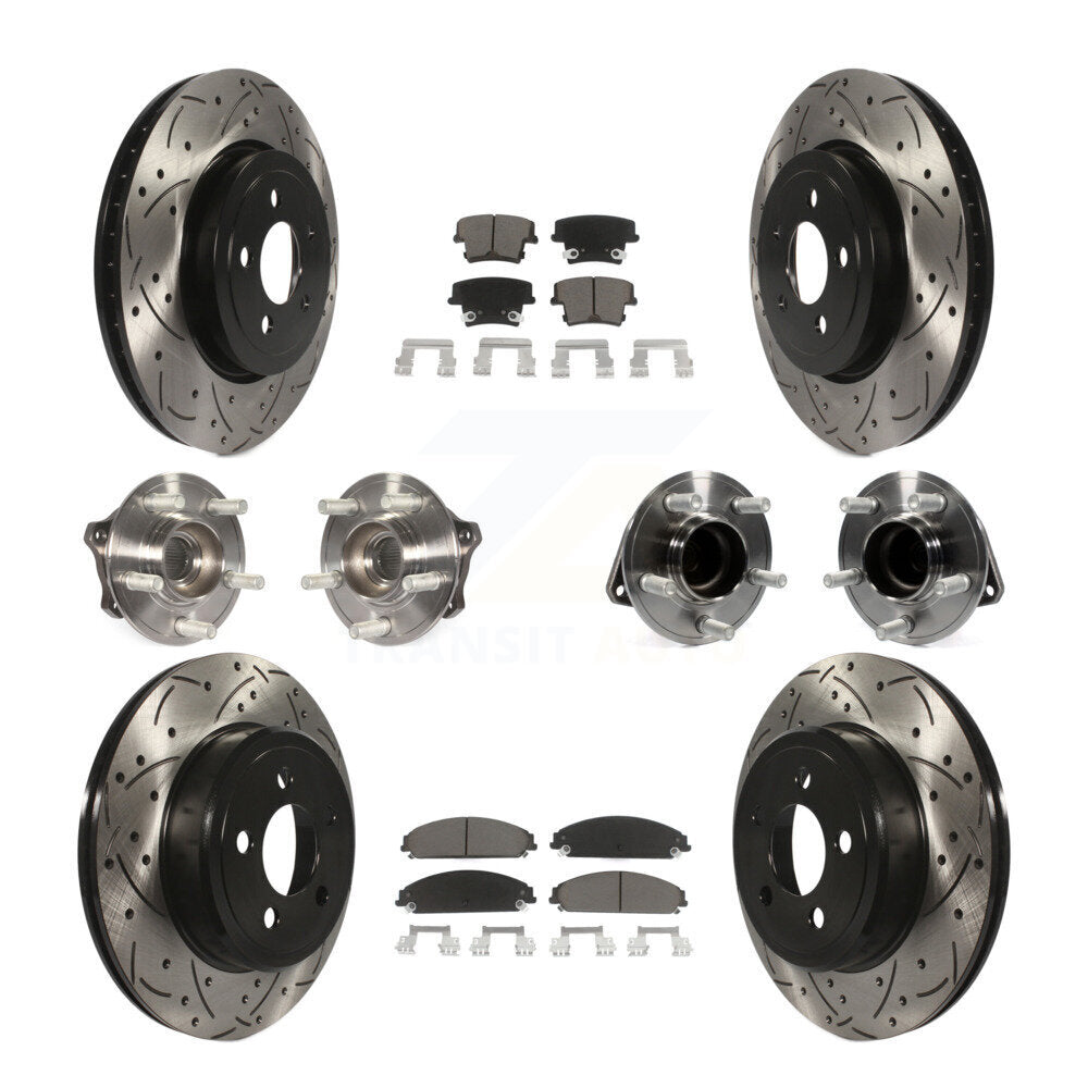 Kit de rotor et de plaquettes de frein revêtus de roulement de moyeu avant et arrière (10 pièces) pour Dodge Charger 30