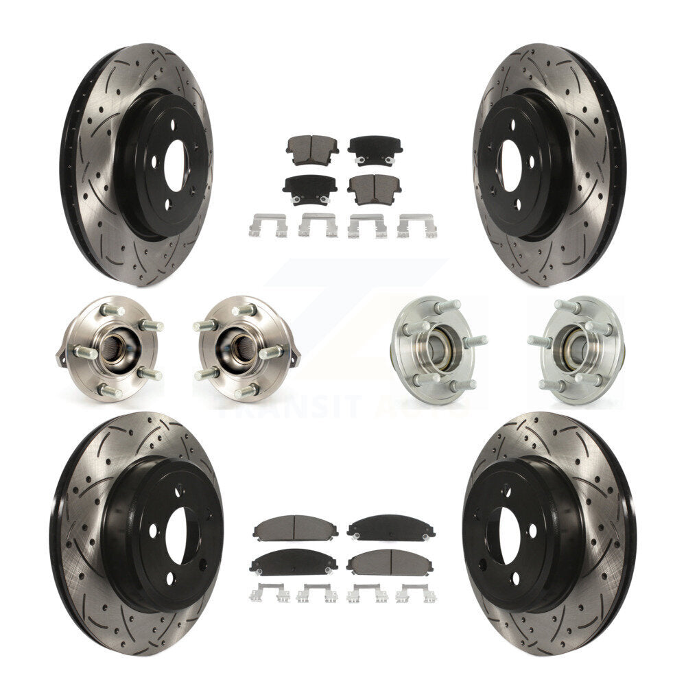 Kit de plaquettes de rotor de frein enduites de roulement de moyeu avant et arrière (10 pièces) pour Chrysler 300 Dodge