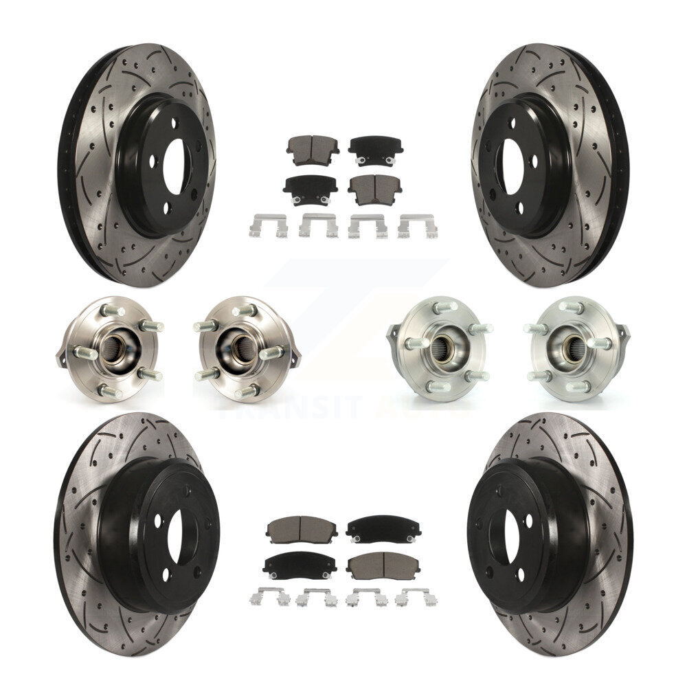 Kit de rotor et de plaquettes de frein revêtus de roulement de moyeu avant et arrière (10 pièces) pour Dodge Charger 30