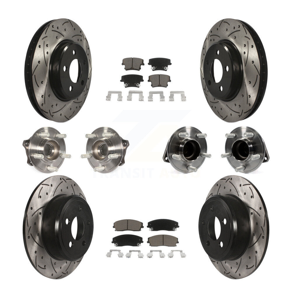 Kit de rotor et de plaquettes de frein revêtus de roulement de moyeu avant et arrière (10 pièces) pour Dodge Charger 30