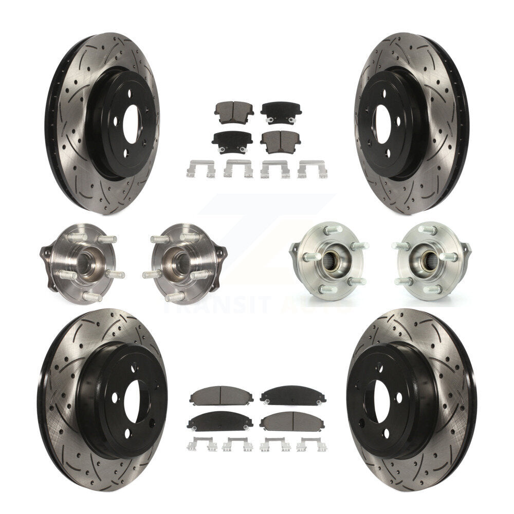 Kit de rotor et de plaquettes de frein revêtus de roulement de moyeu avant et arrière (10 pièces) pour Dodge Charger 30