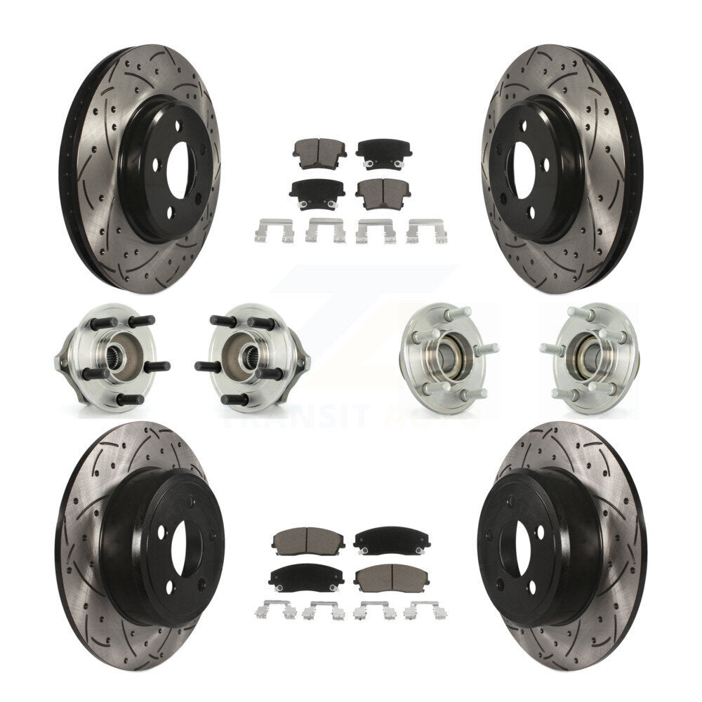 Kit de plaquettes de rotor de frein enduites de roulement de moyeu avant et arrière (10 pièces) pour Chrysler 300 Dodge