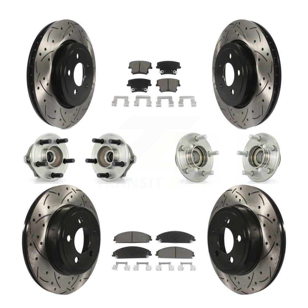 Kit de plaquettes de rotor de frein enduites de roulement de moyeu avant et arrière (10 pièces) pour Chrysler 300 Dodge