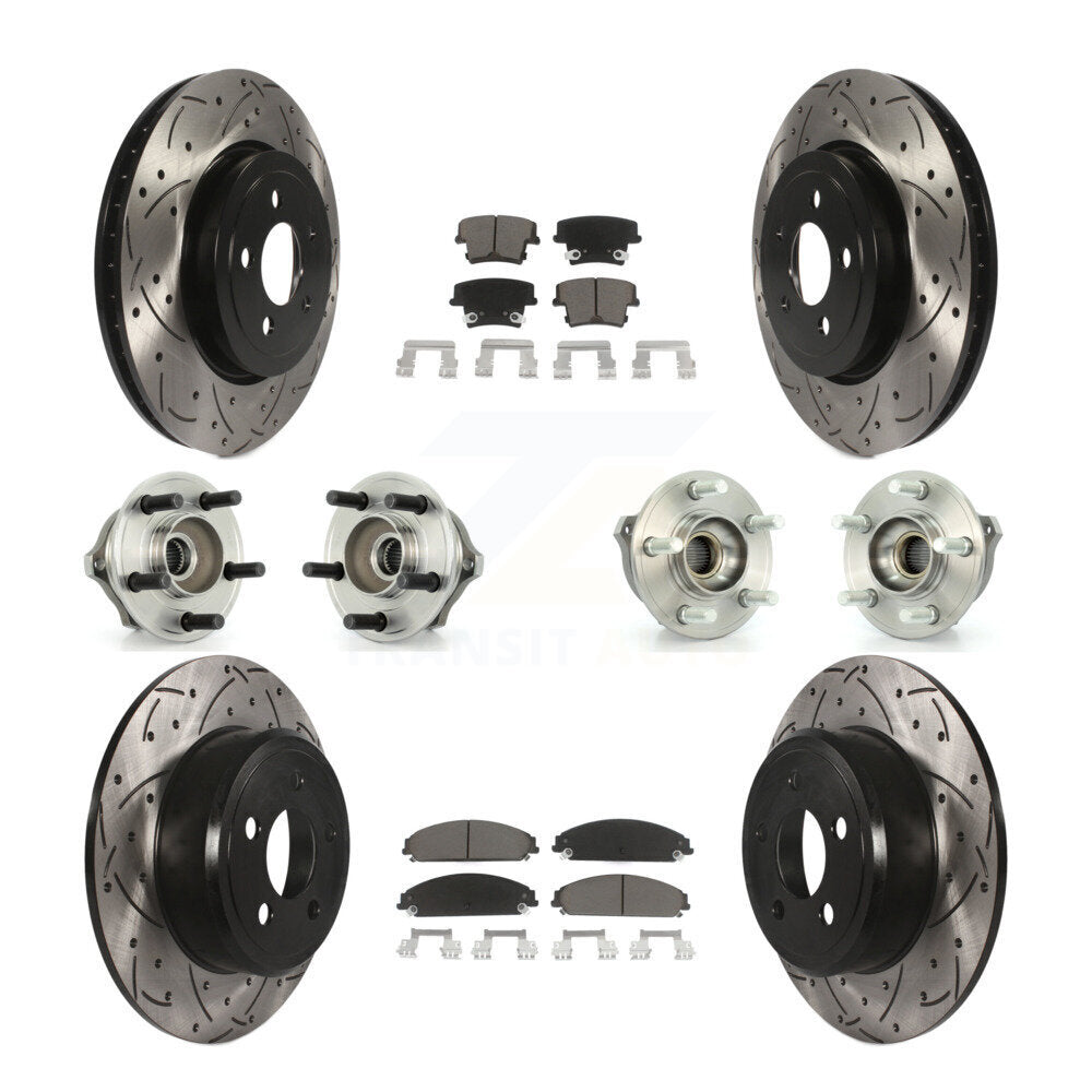 Kit de rotor et de plaquettes de frein à disque revêtus de roulement de moyeu avant et arrière (10 pièces) pour Chrysler 30