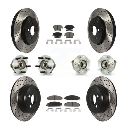 Kit de rotor et de plaquettes de frein à disque revêtus de roulement de moyeu avant et arrière (10 pièces) pour Chrysler 30