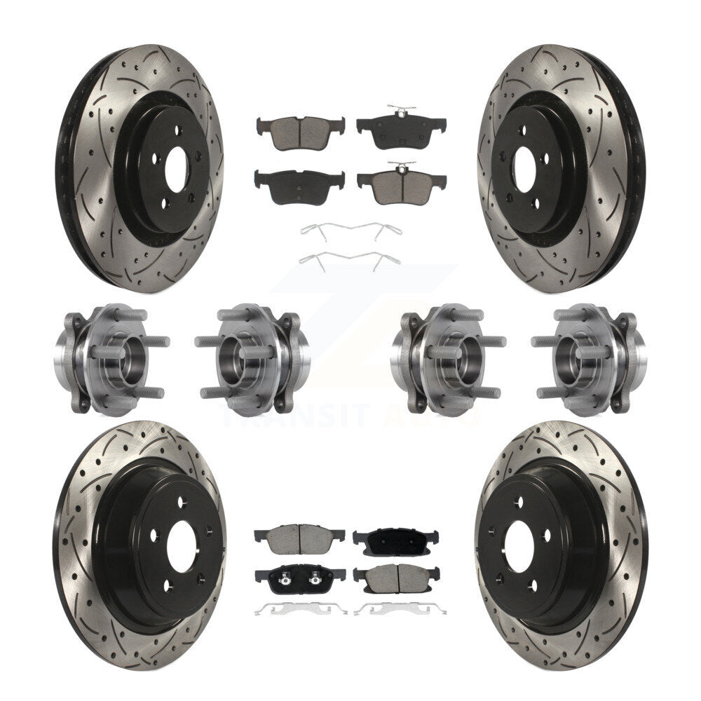 Kit de plaquettes de Rotor de frein revêtues de roulement de moyeu avant et arrière (10 pièces) pour Lincoln Continenta