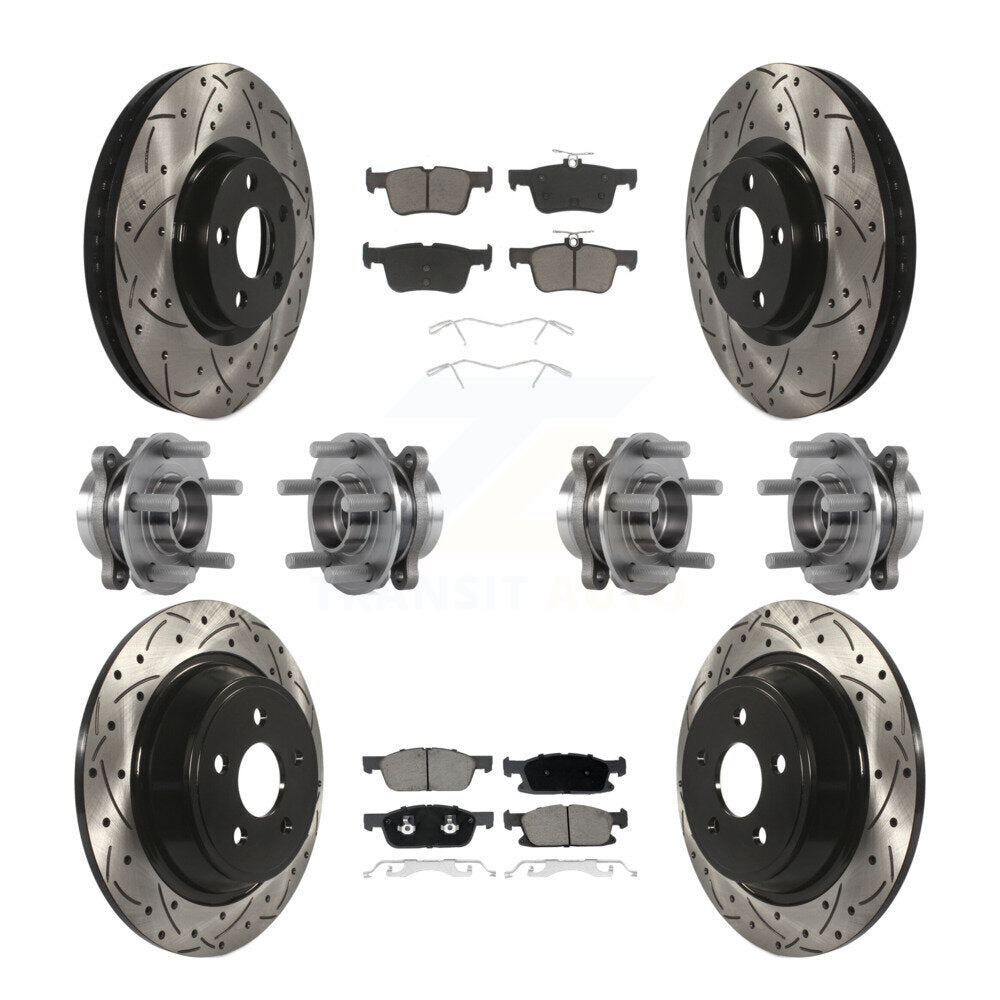 Kit de plaquettes de Rotor de frein revêtues de roulement de moyeu avant et arrière (10 pièces) pour Lincoln Continenta