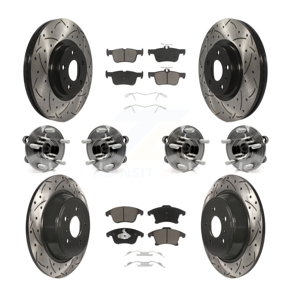 Kit de rotors et plaquettes de frein à disque revêtus de roulement de moyeu avant et arrière (10 pièces) pour Lincoln MK
