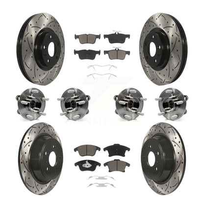 Kit de rotors et plaquettes de frein à disque revêtus de roulement de moyeu avant et arrière (10 pièces) pour Lincoln MK