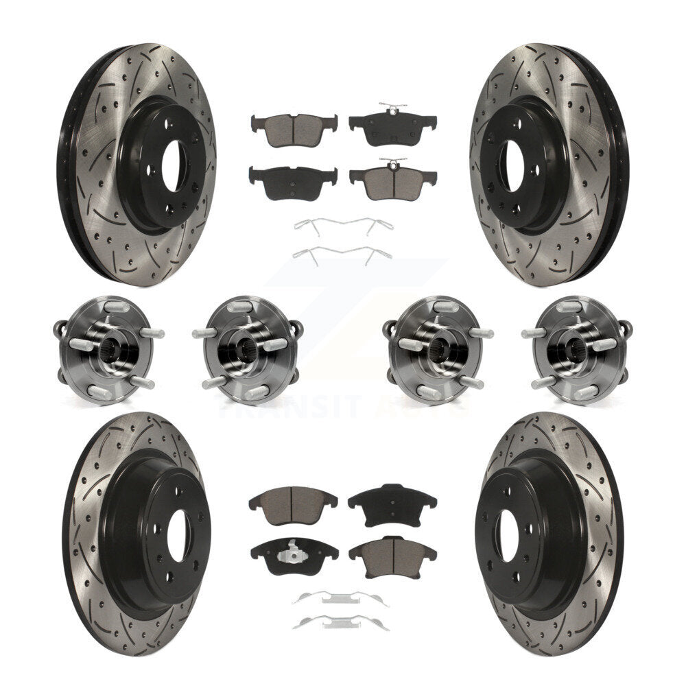 Kit de rotors et plaquettes de frein à disque revêtus de roulement de moyeu avant et arrière (10 pièces) pour Ford Fusio