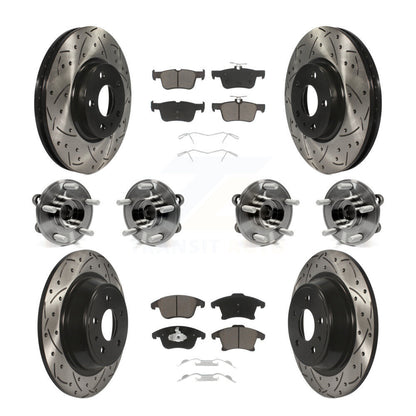 Kit de rotors et plaquettes de frein à disque revêtus de roulement de moyeu avant et arrière (10 pièces) pour Ford Fusio