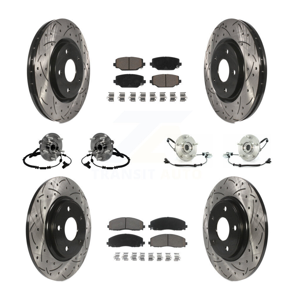 Kit de rotor et de plaquettes de frein revêtus de roulement de moyeu avant et arrière (10 pièces) pour Volkswagen Routa