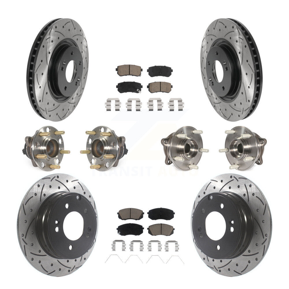 Kit de rotor et de plaquettes de frein à disque revêtus de roulement de moyeu avant et arrière (10 pièces) pour Kia Optim