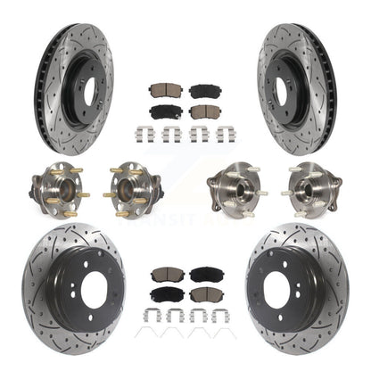 Kit de rotor et de plaquettes de frein à disque revêtus de roulement de moyeu avant et arrière (10 pièces) pour Kia Optim