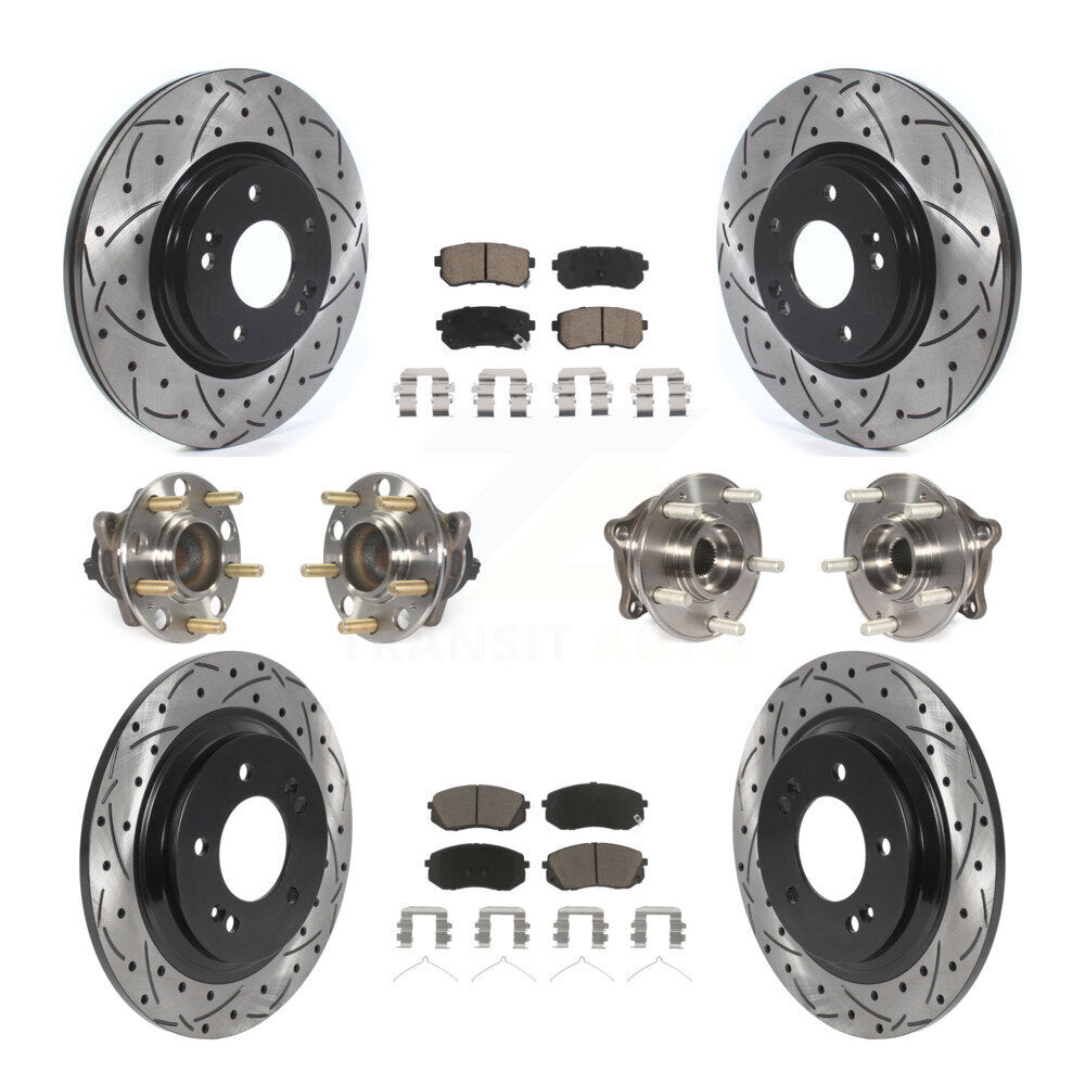 Kit de rotor et de plaquettes de frein à disque revêtus de roulement de moyeu avant et arrière (10 pièces) pour Kia Optim