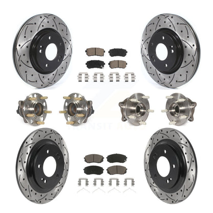 Kit de rotor et de plaquettes de frein à disque revêtus de roulement de moyeu avant et arrière (10 pièces) pour Kia Optim