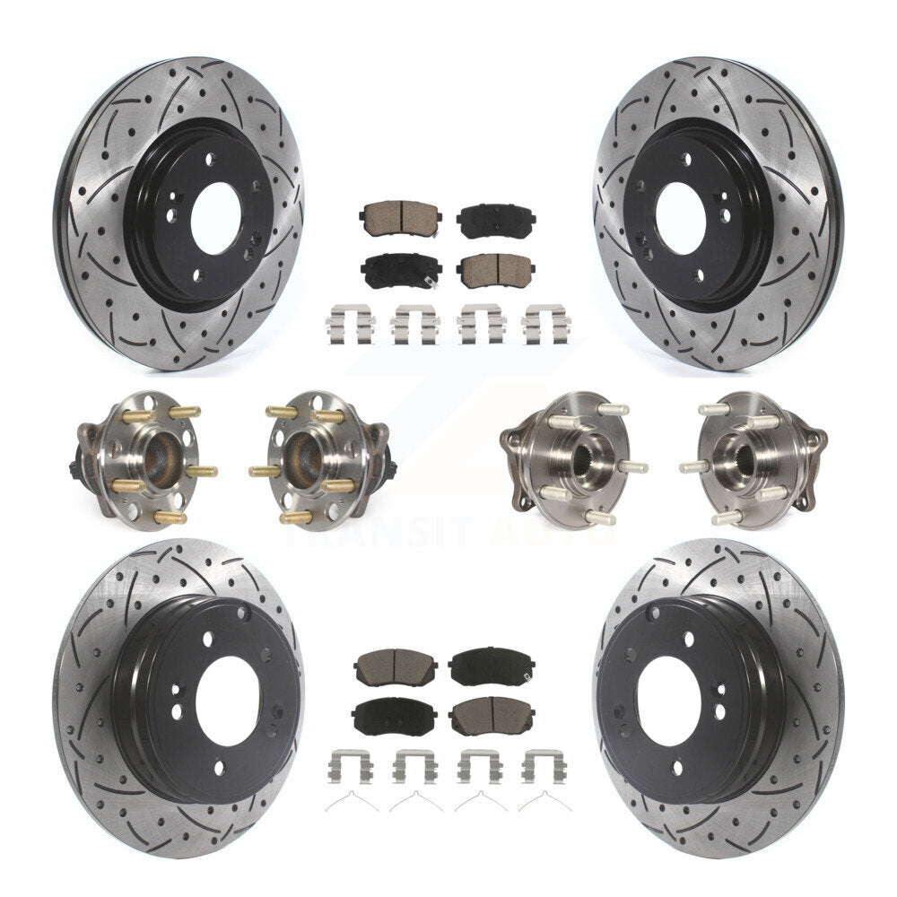 Kit de rotor et de plaquettes de frein à disque revêtus de roulement de moyeu avant et arrière (10 pièces) pour Kia Optim
