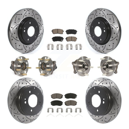 Kit de rotor et de plaquettes de frein à disque revêtus de roulement de moyeu avant et arrière (10 pièces) pour Kia Optim
