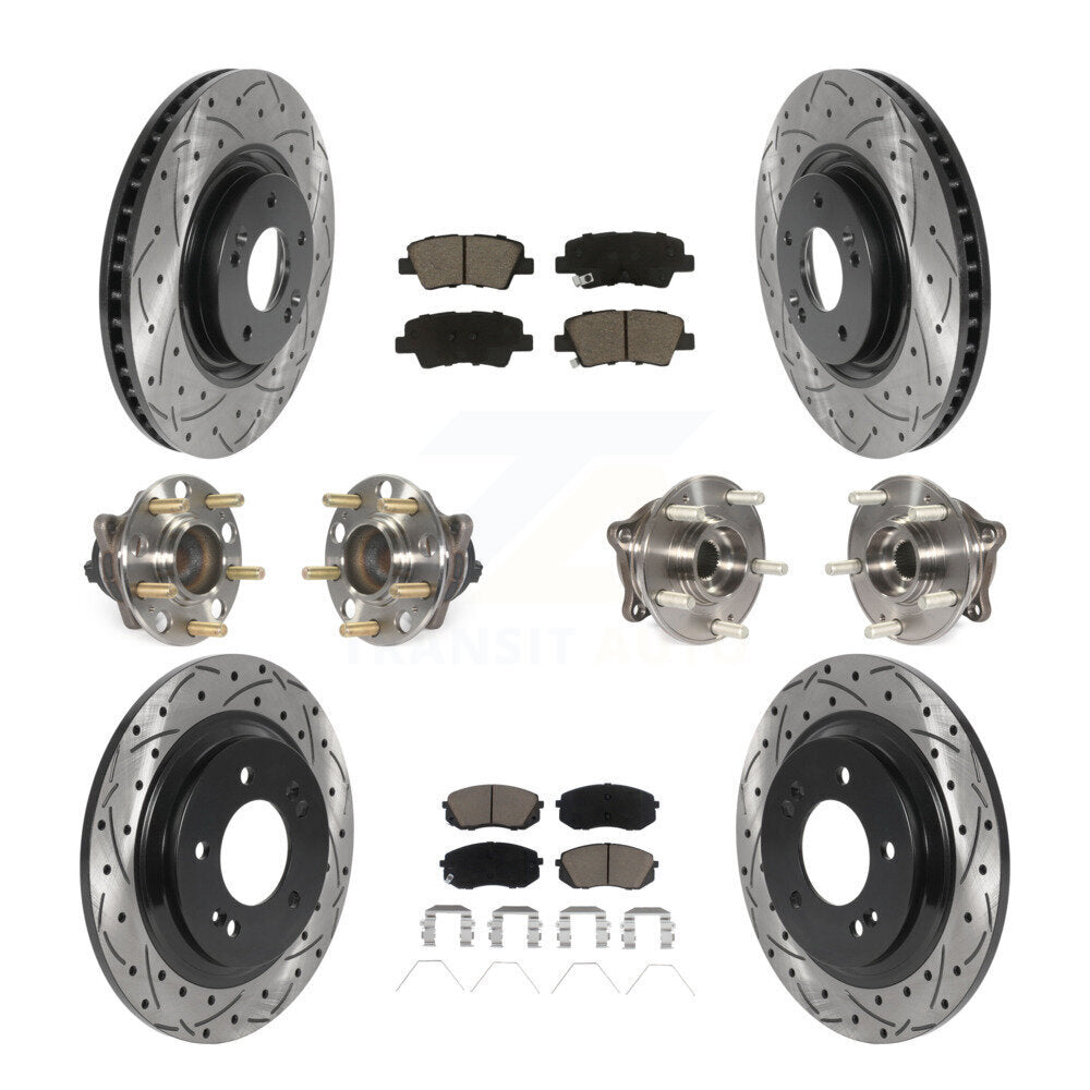 Kit de rotor et de plaquettes de frein à disque revêtus de roulement de moyeu avant et arrière (10 pièces) pour Kia Optim