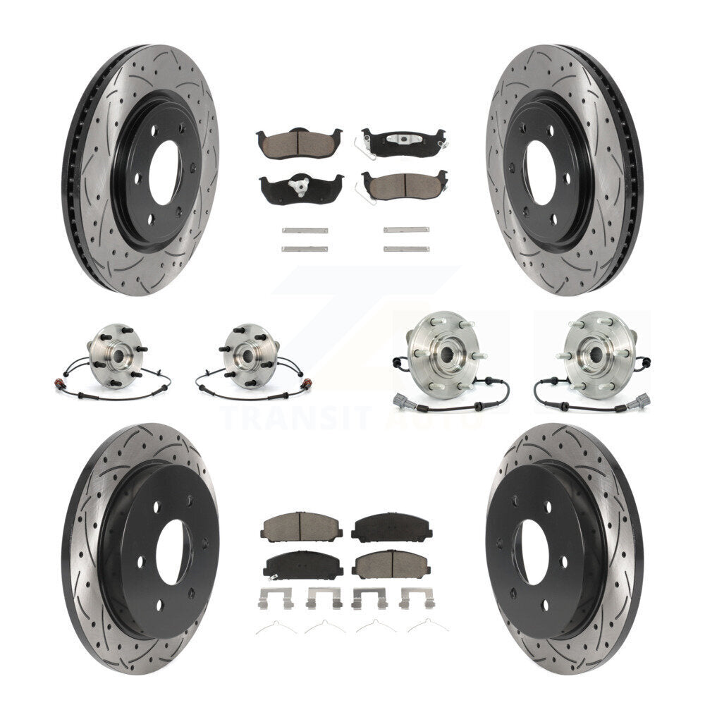 Kit de plaquettes de rotor de frein enduites de roulement de moyeu avant et arrière (10 pièces) pour Nissan Armada QX5