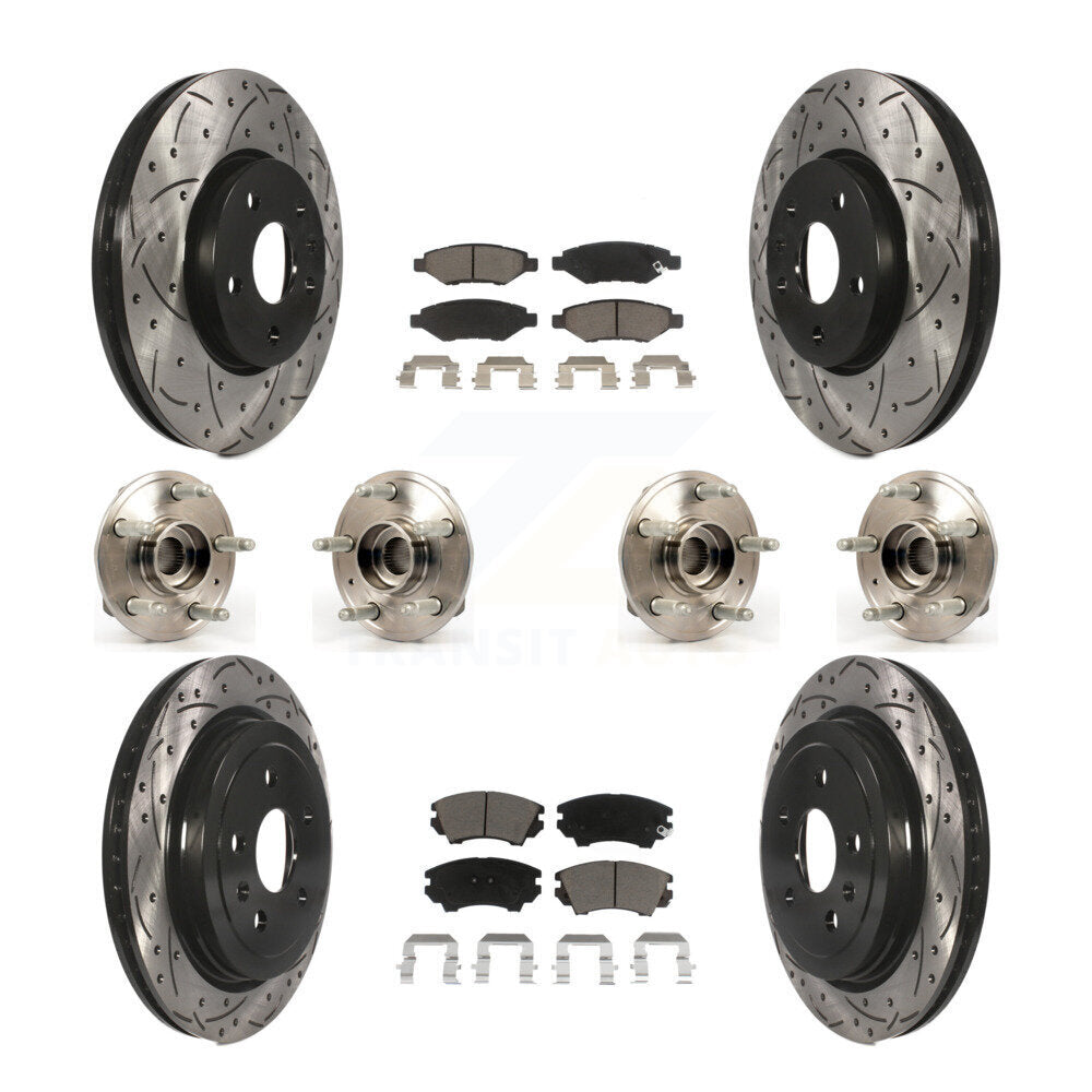 Kit de rotors et plaquettes de frein revêtus de roulement de moyeu avant et arrière (10 pièces) pour Chevrolet Camar