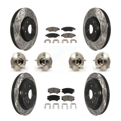 Kit de rotors et plaquettes de frein revêtus de roulement de moyeu avant et arrière (10 pièces) pour Chevrolet Camar