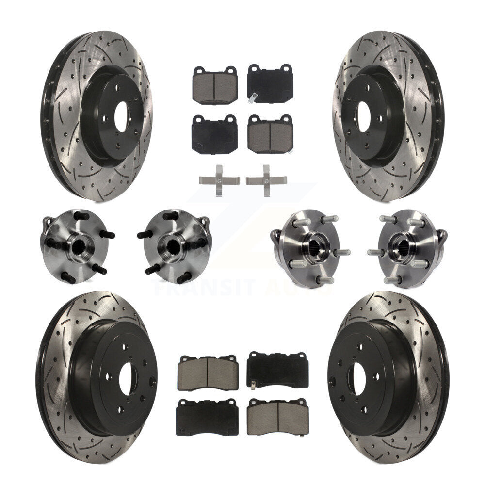 Kit de plaquettes de rotor de frein enduites de roulement de moyeu avant et arrière (10 pièces) pour Subaru Impreza WR