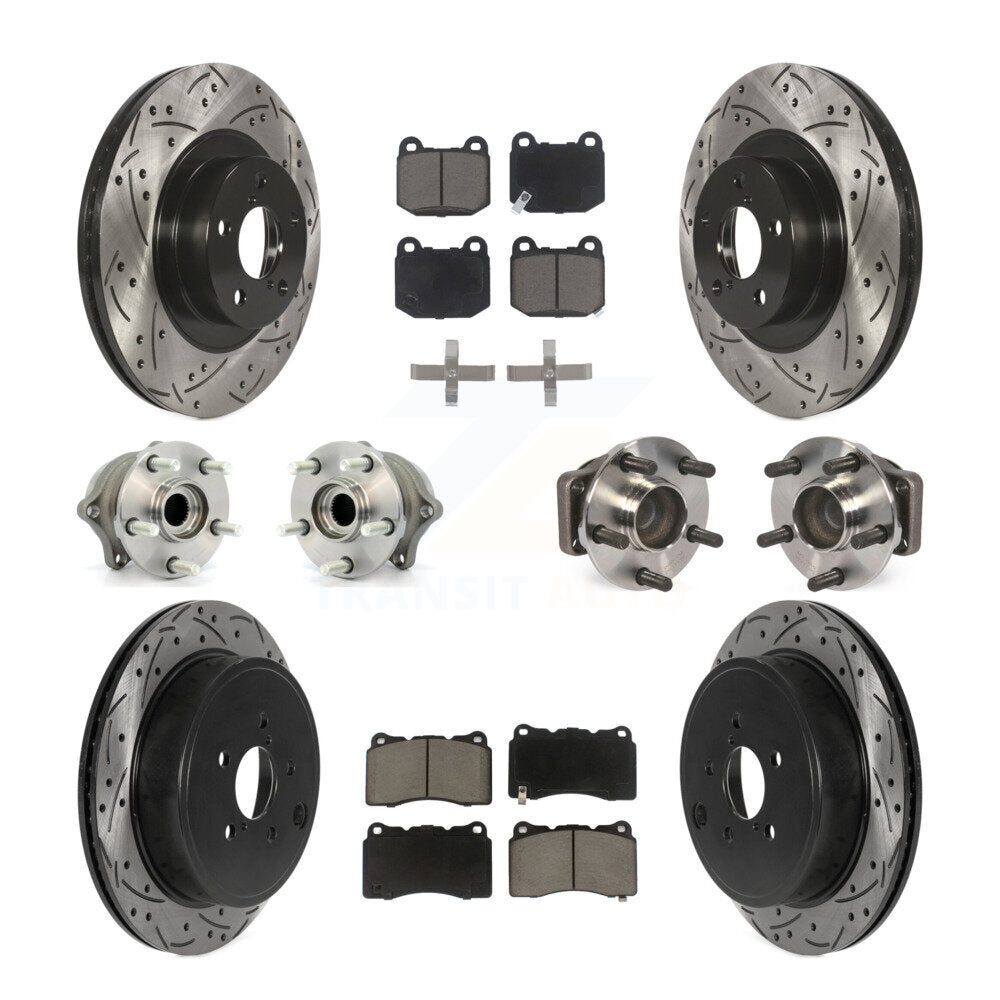 Front Rear Hub Bearing Coated Disc Brake Rotor And Pads Kit (10Pc) For Toyota 8