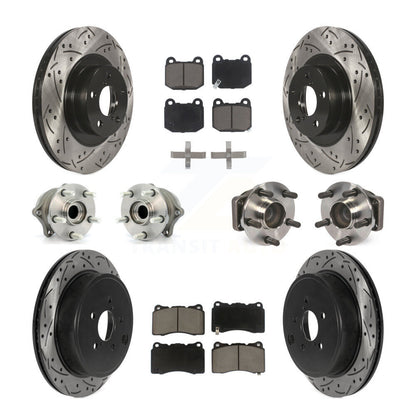Front Rear Hub Bearing Coated Disc Brake Rotor And Pads Kit (10Pc) For Toyota 8