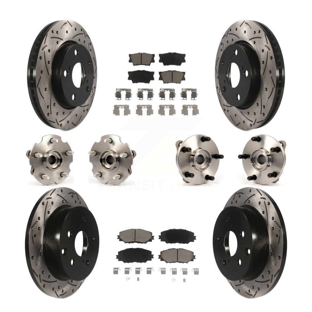 Kit de rotors et plaquettes de frein à disque revêtus de roulement de moyeu avant et arrière (10 pièces) pour Toyota RAV