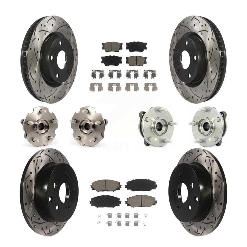 Kit de rotors et plaquettes de frein à disque revêtus de roulement de moyeu avant et arrière (10 pièces) pour Toyota RAV