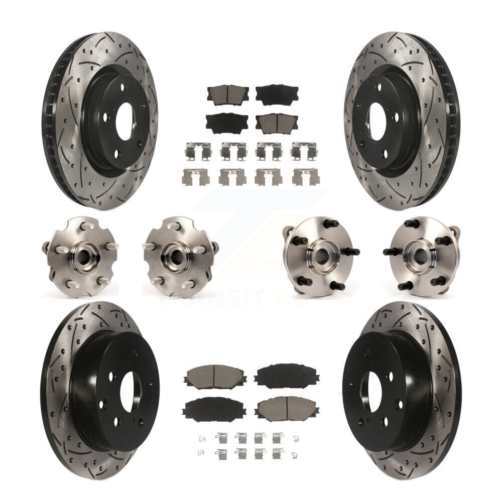 Kit de rotors et plaquettes de frein à disque revêtus de roulement de moyeu avant et arrière (10 pièces) pour Toyota RAV