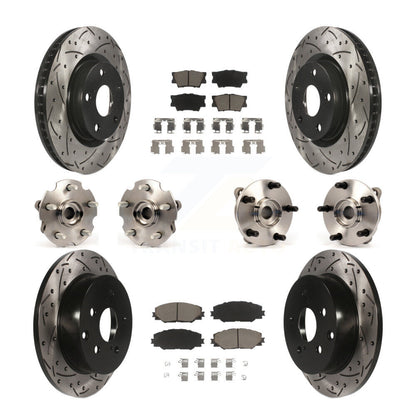 Kit de rotors et plaquettes de frein à disque revêtus de roulement de moyeu avant et arrière (10 pièces) pour Toyota RAV